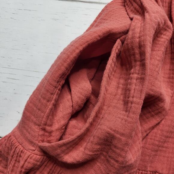 Madewell Lightspun Colette Mini Dress Rose Red Gauze Tiered Baby Doll Small 6 - Picture 8 of 11